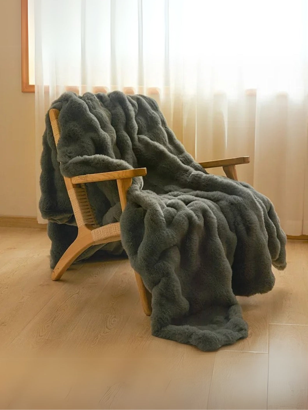 jeté de lit fausse fourrure gris