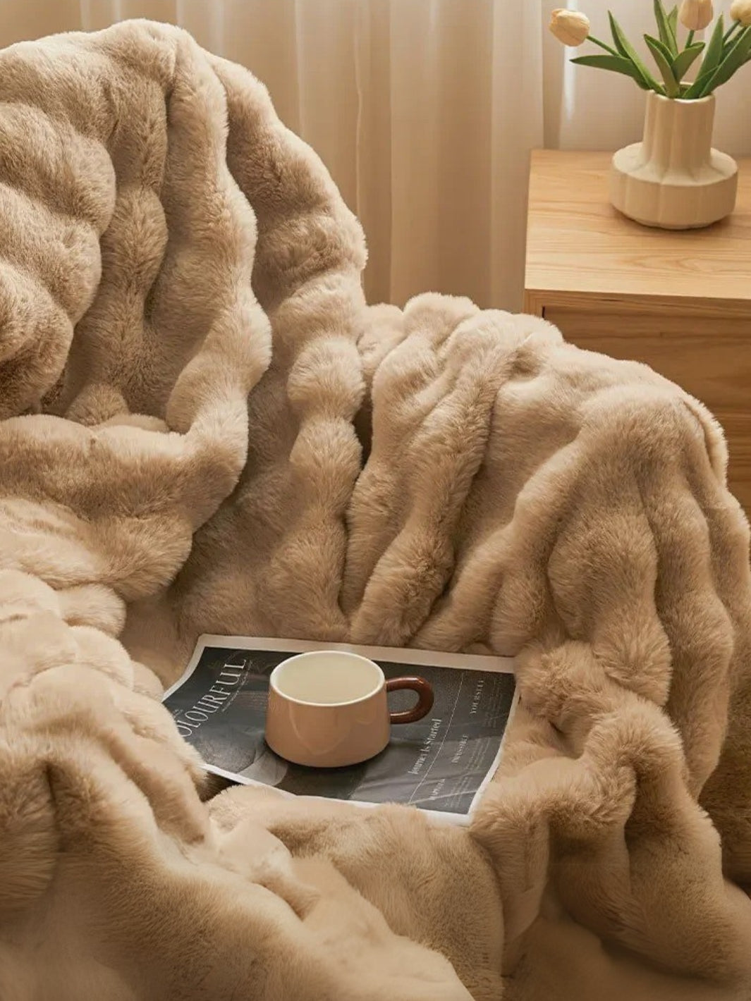 Jeté de canapé en fausse fourrure