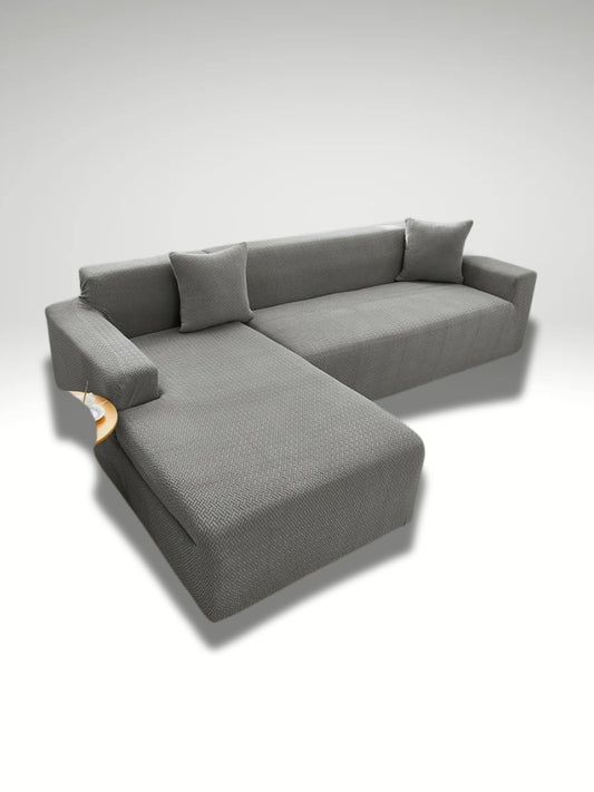 housse de canapé d'angle gris clair