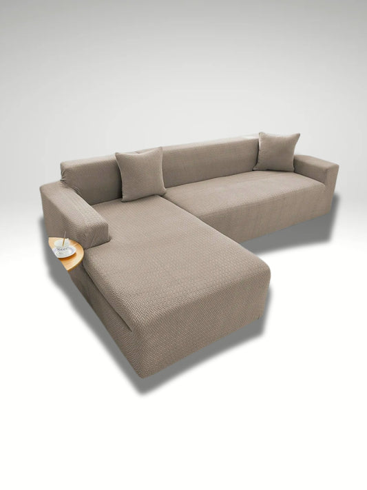 housse de canapé d'angle extensible beige