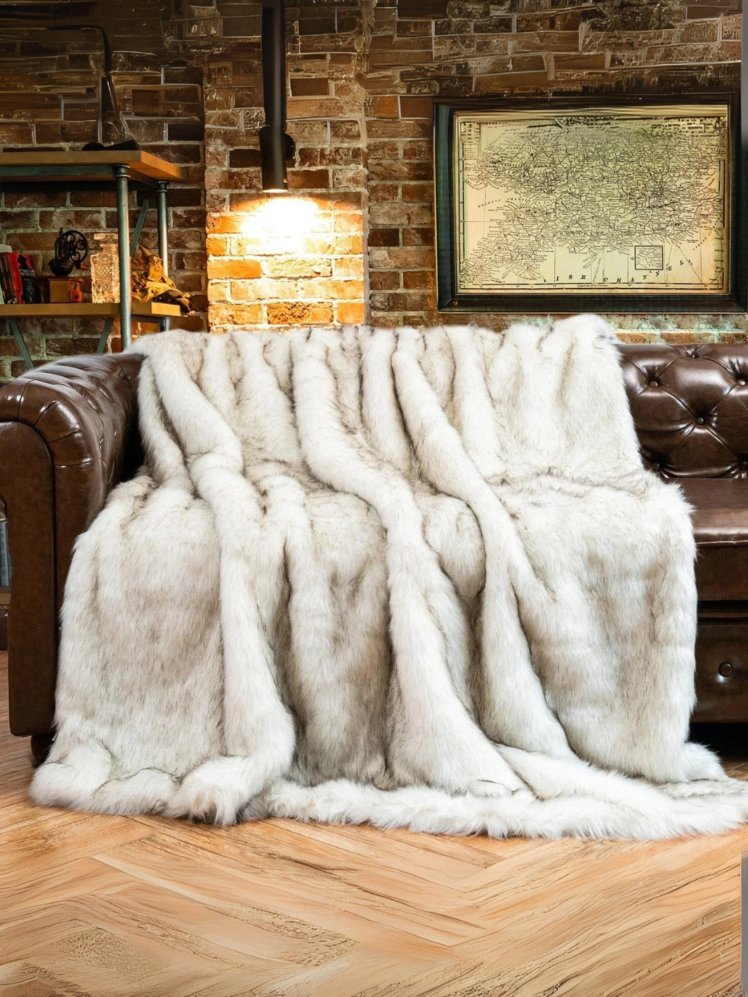 plaid fausse fourrure blanc poil long