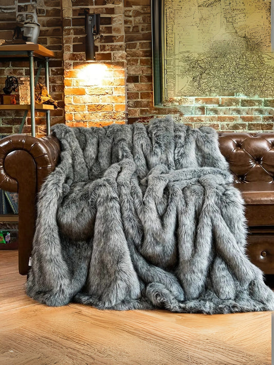 plaid fausse fourrure gris