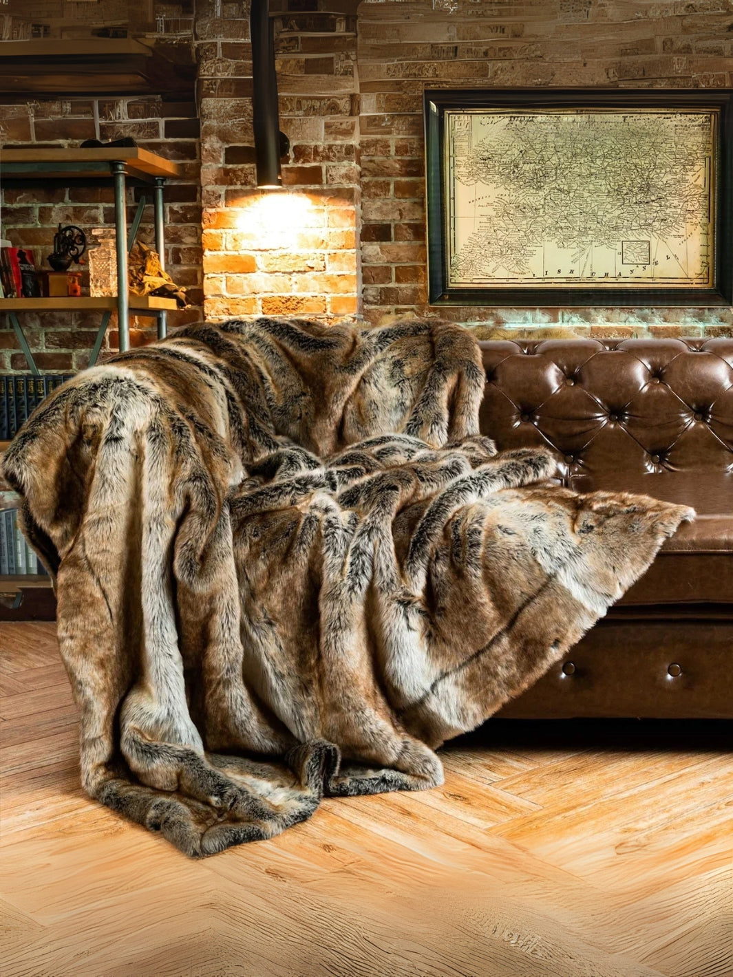 grand plaid fausse fourrure
