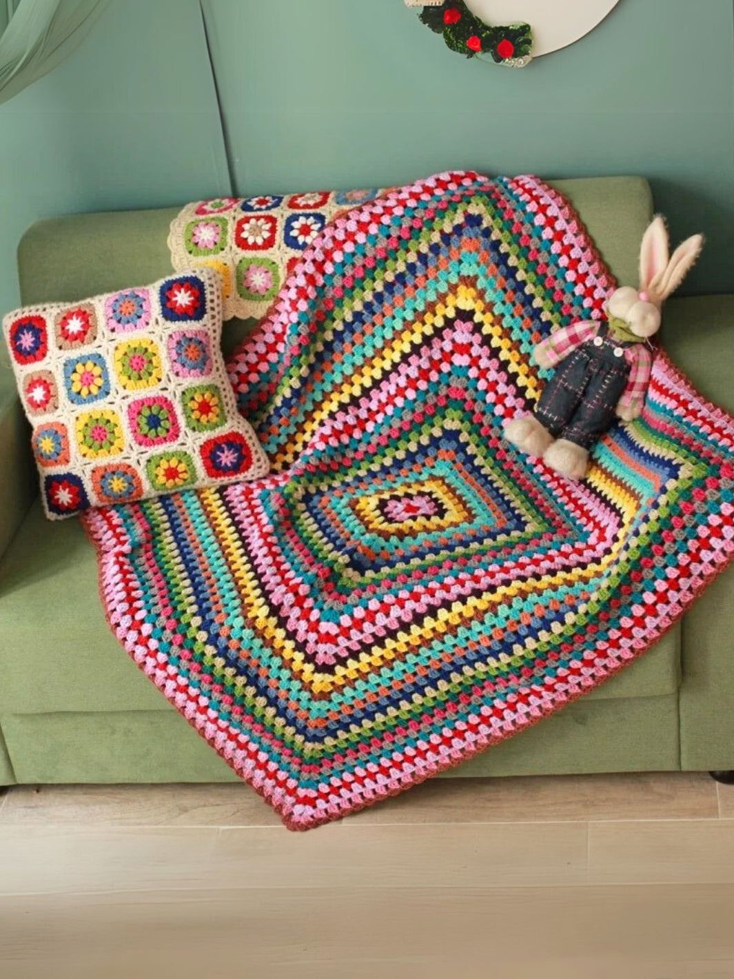 plaid en crochet fait main