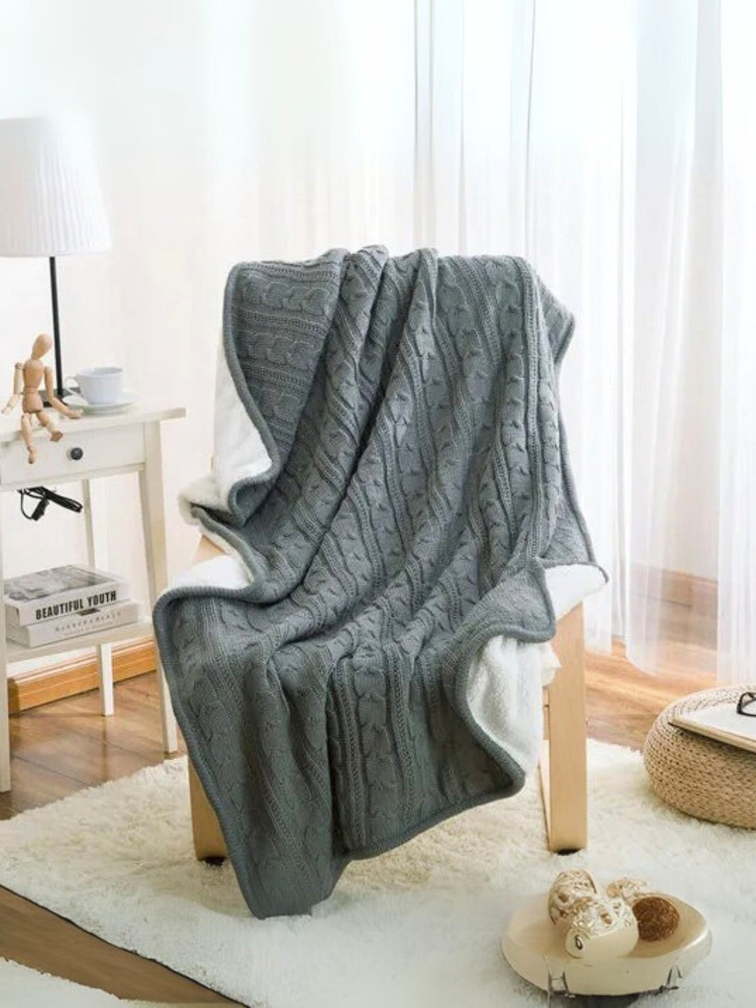 plaid fauteuil gris