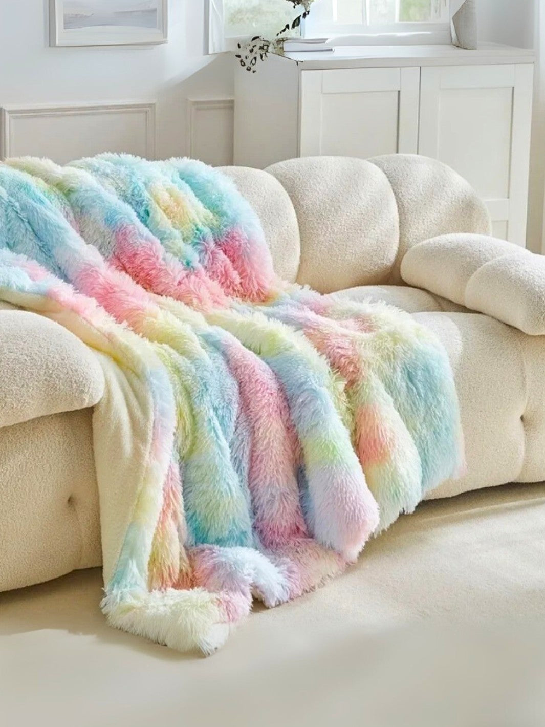 plaid fausse fourrure bleu ciel