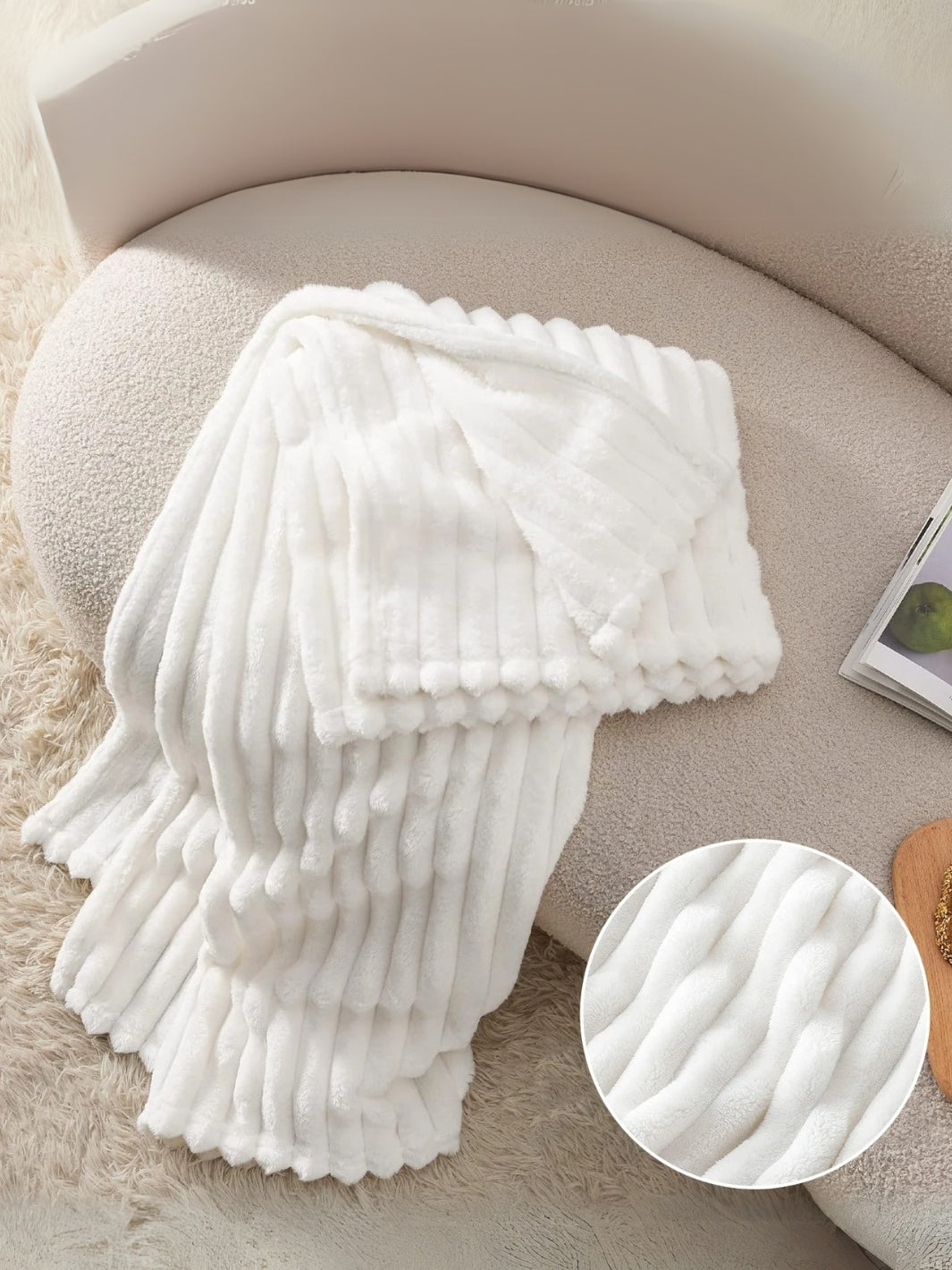 plaid fausse fourrure blanc 200x150
