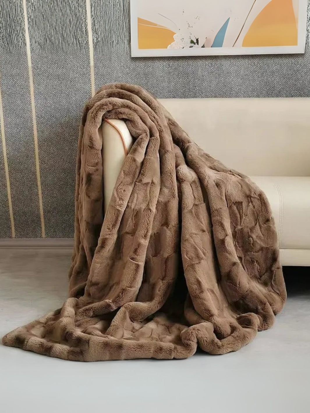 Plaid en fausse fourrure chocolat