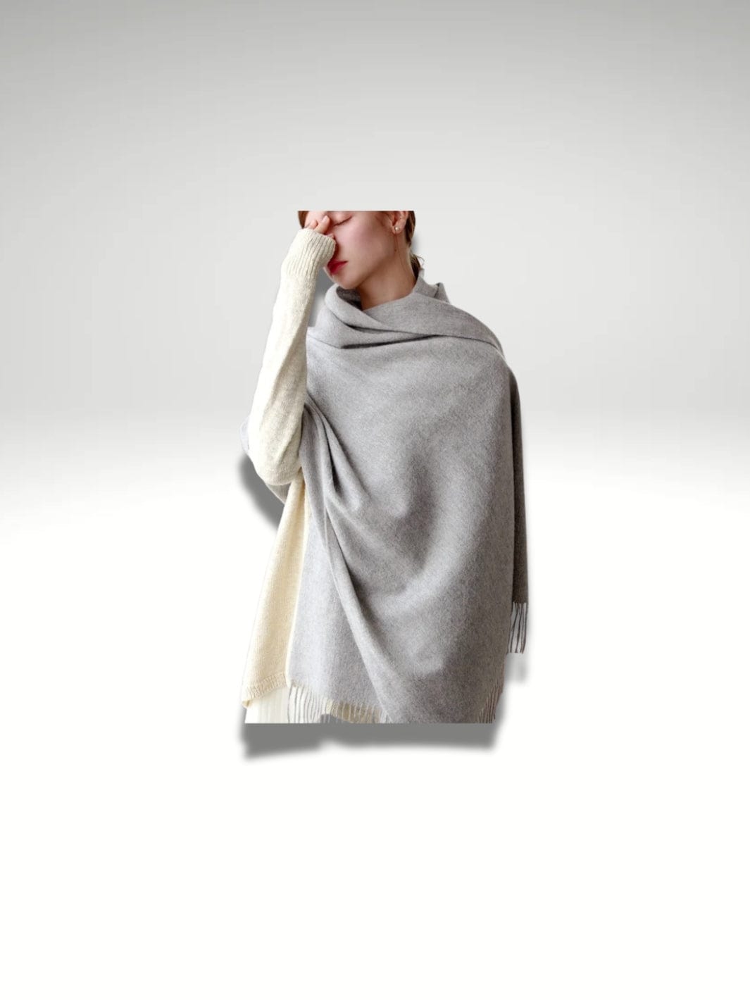 Châle laine femme Gris très léger