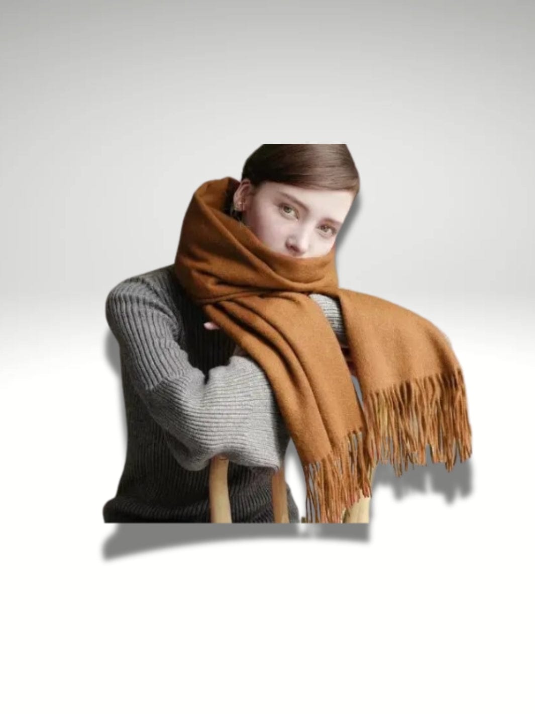 Grande écharpe châle femme Camel