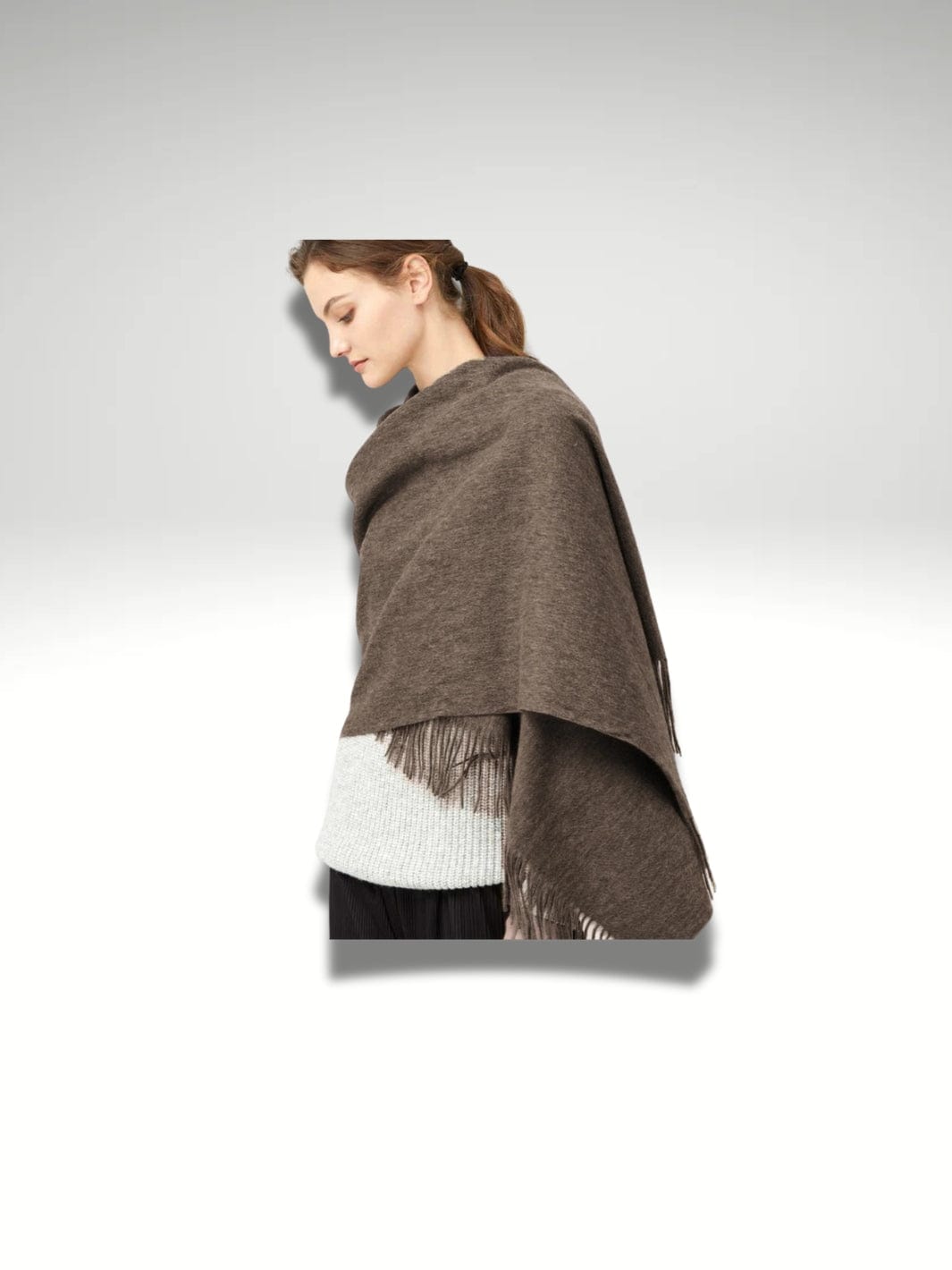 Grande écharpe châle femme Marron taupe