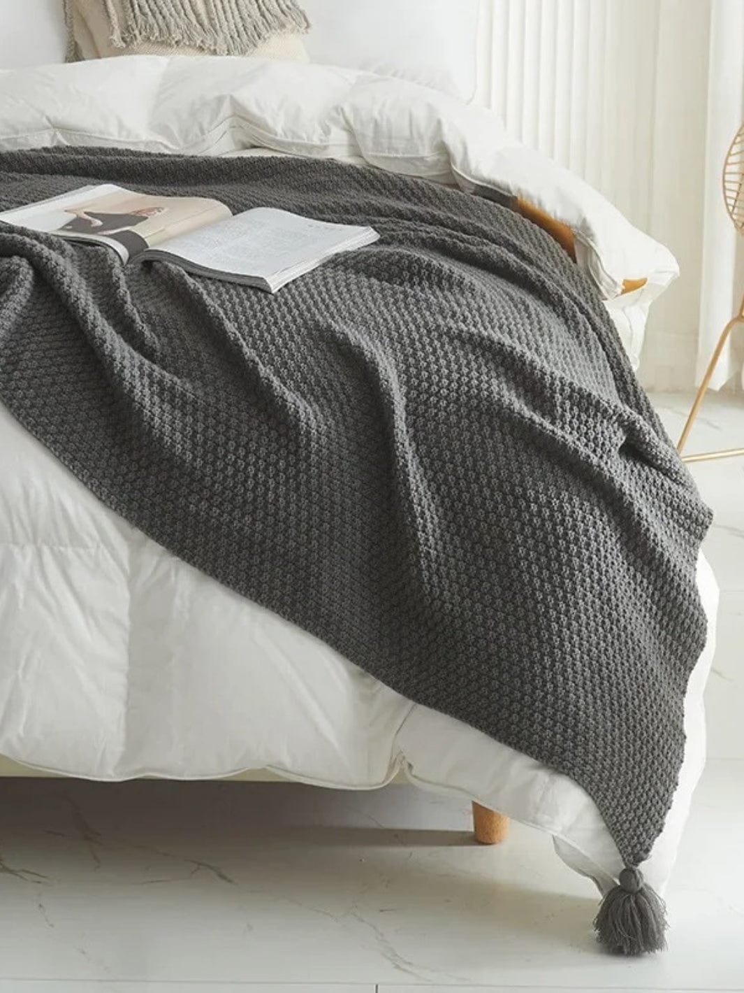 Jeté de canapé plaid | gris