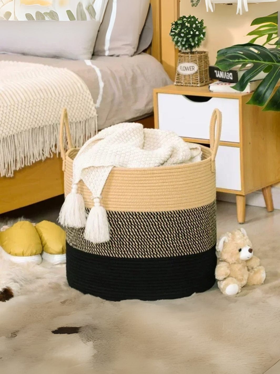 Panier pour plaids 3 couleurs / 40x46cm