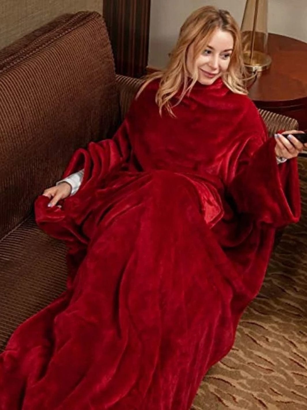 Plaid avec manche femme Rouge