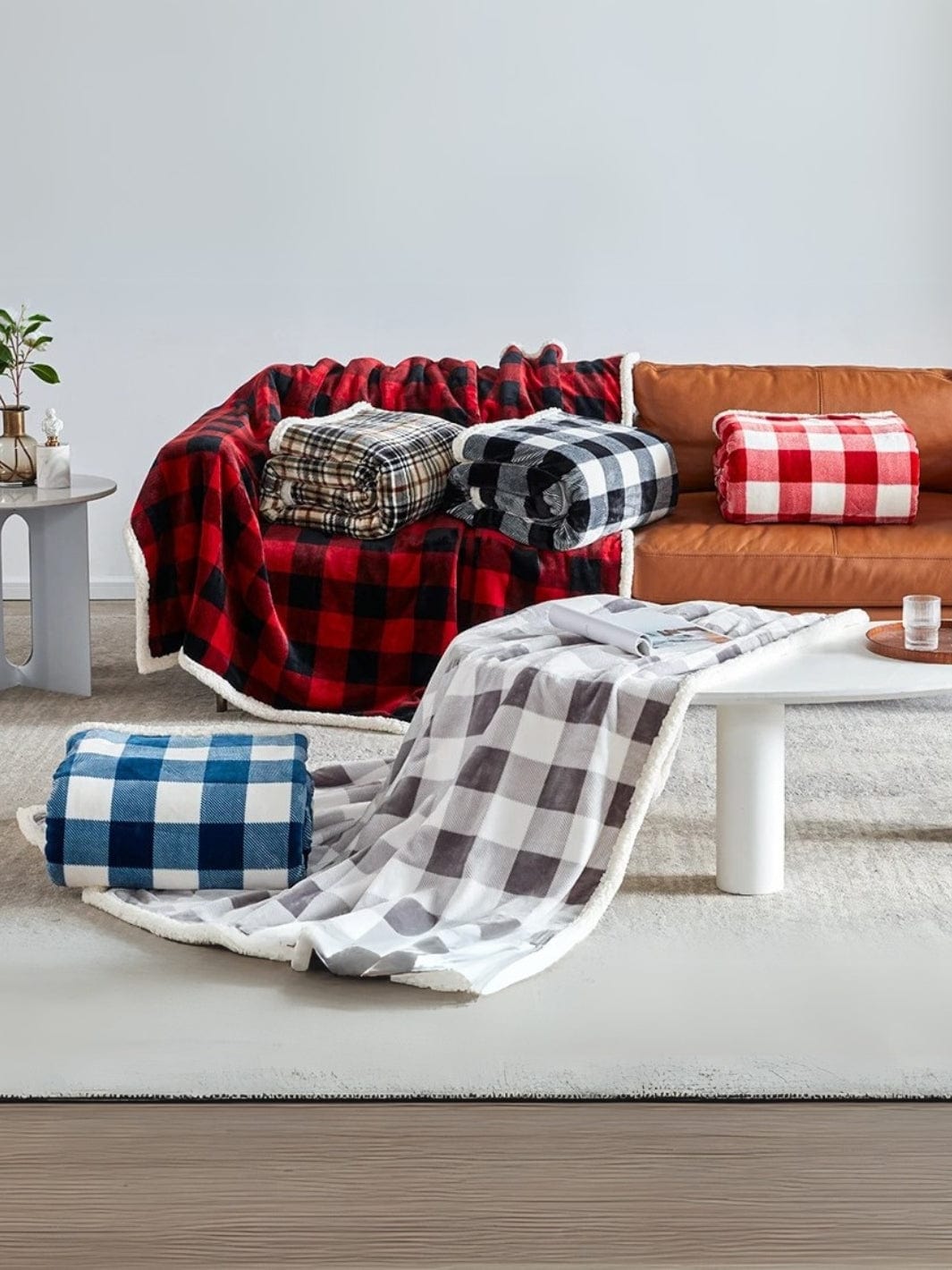 Plaid canapé ecossais Noir / 127x152 cm