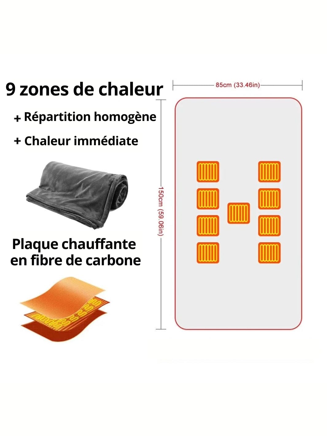 Plaid chauffant sans fil
