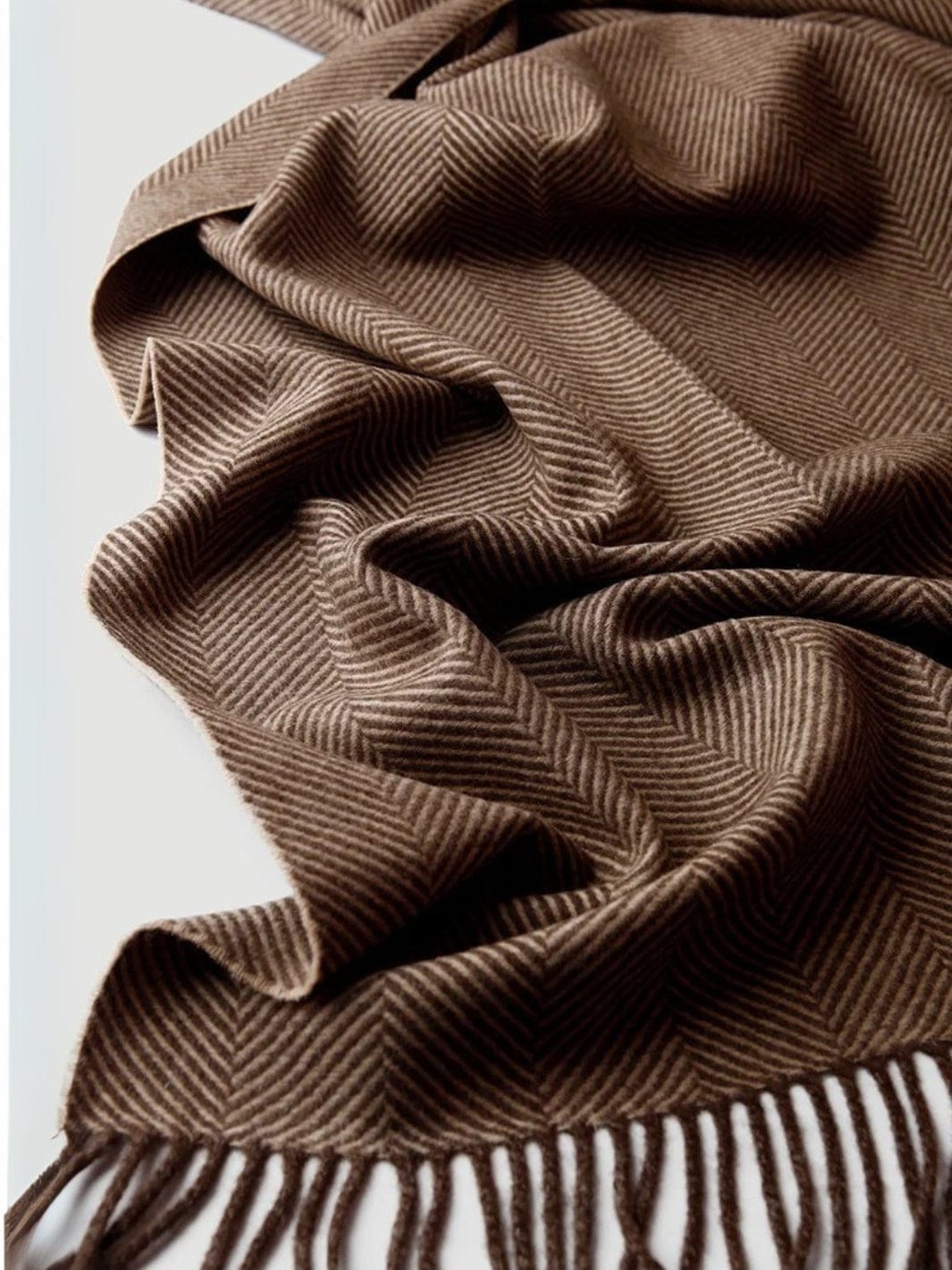 Plaid en laine grosse maille Marron