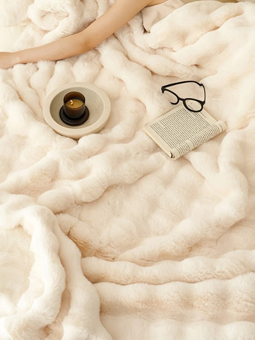 Plaid fausse fourrure beige