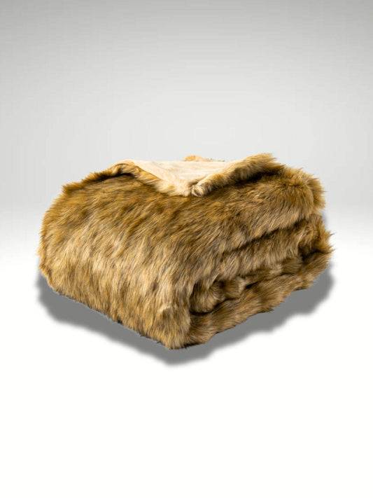 Plaid fausse fourrure de qualité | Jaune ocre 127x152 Jaune ocre