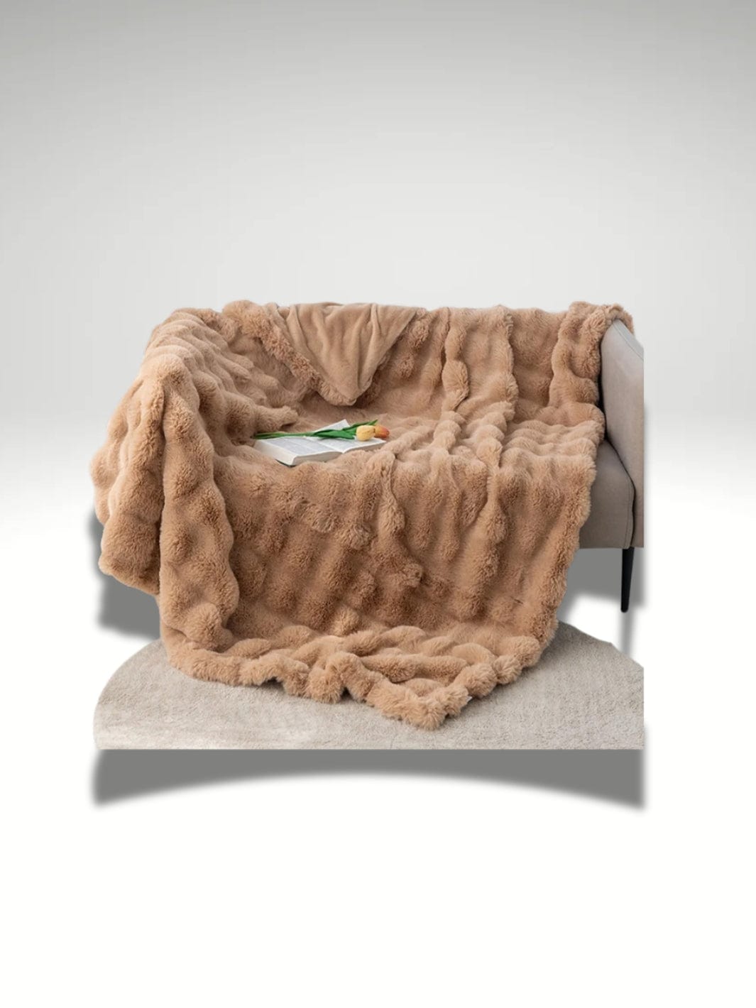 plaid fausse fourrure beige marron