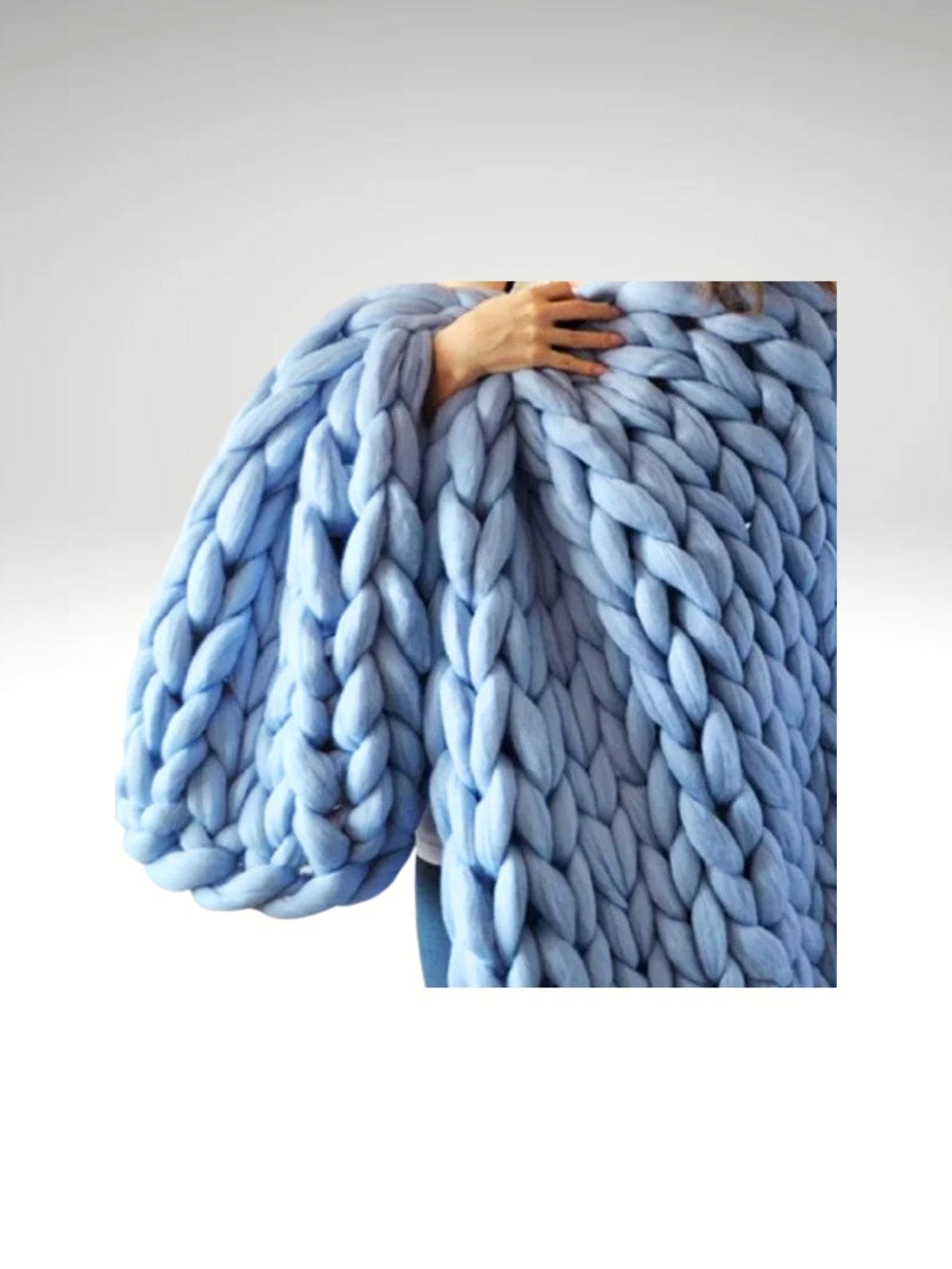 Plaid fauteuil en maille tricotée Bleu Ciel / 120x180cm