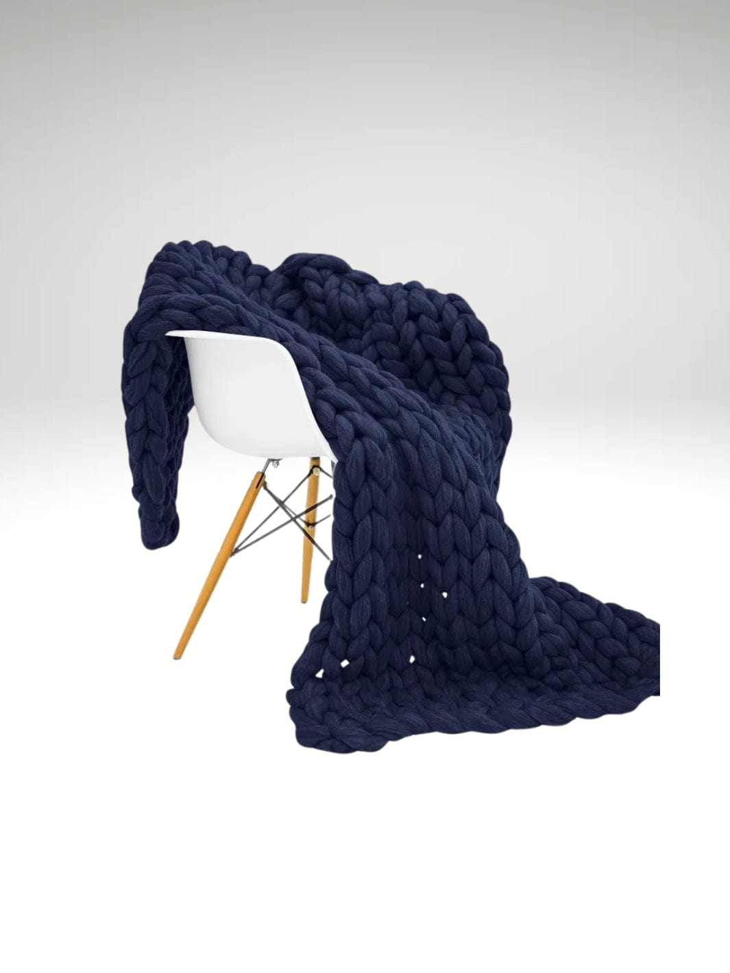 Plaid fauteuil en maille tricotée Bleu Marine / 120x150cm