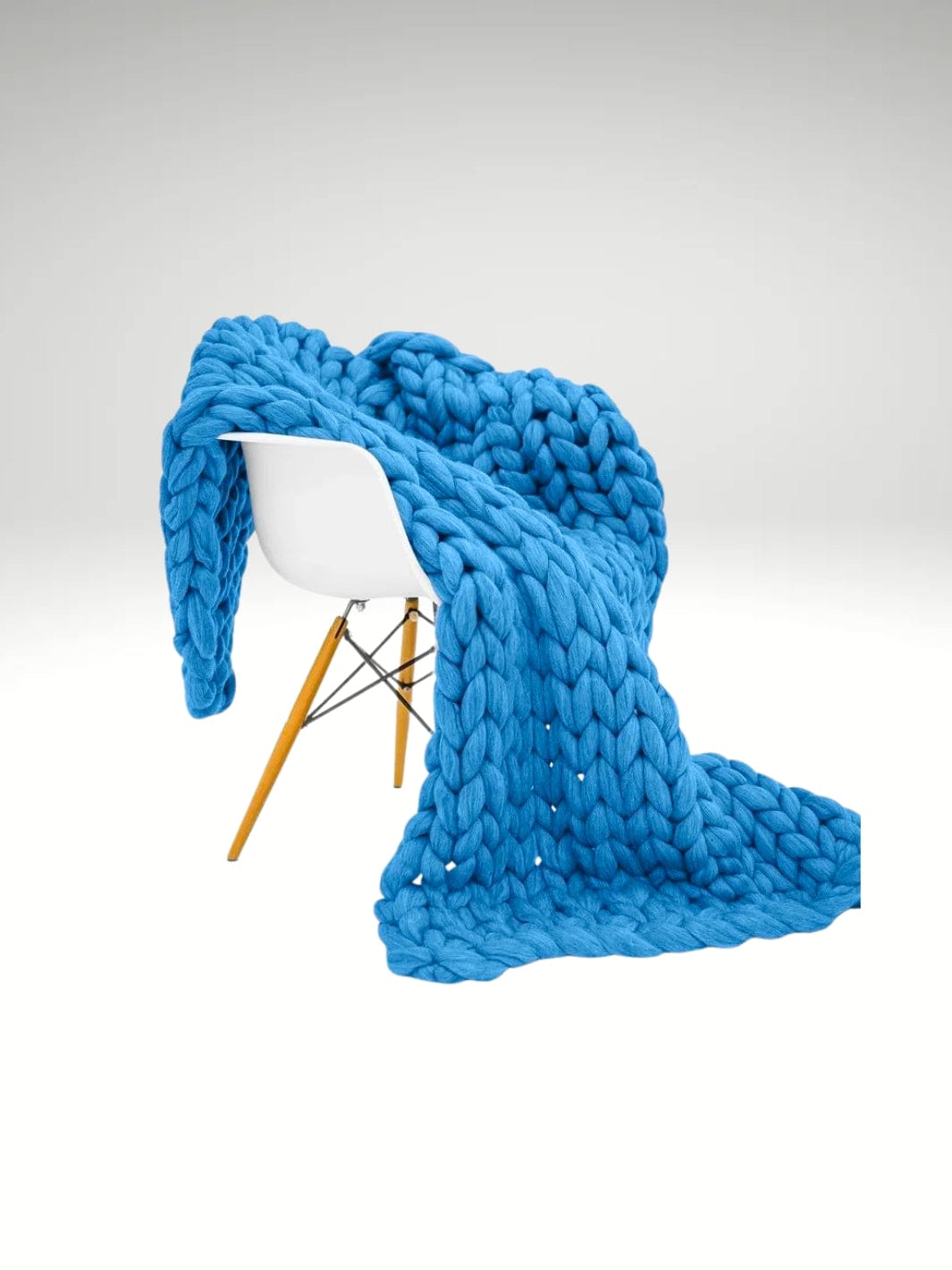 Plaid fauteuil en maille tricotée Bleu ocean / 120x150cm