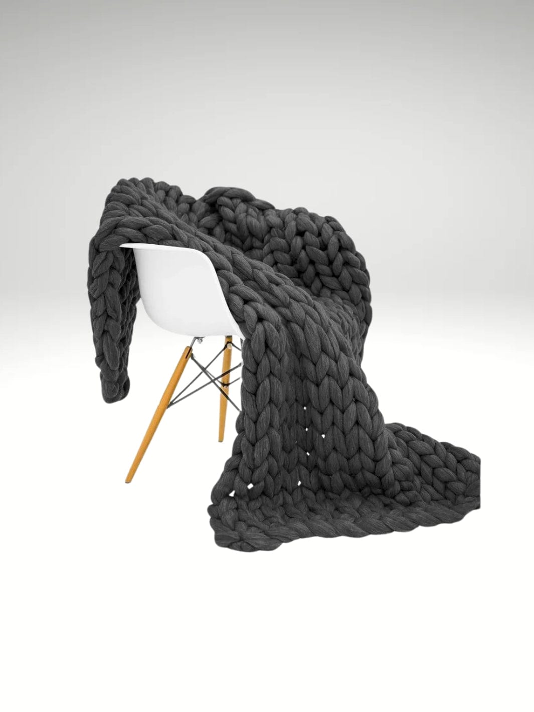 Plaid fauteuil en maille tricotée Gris Intense / 120x150cm