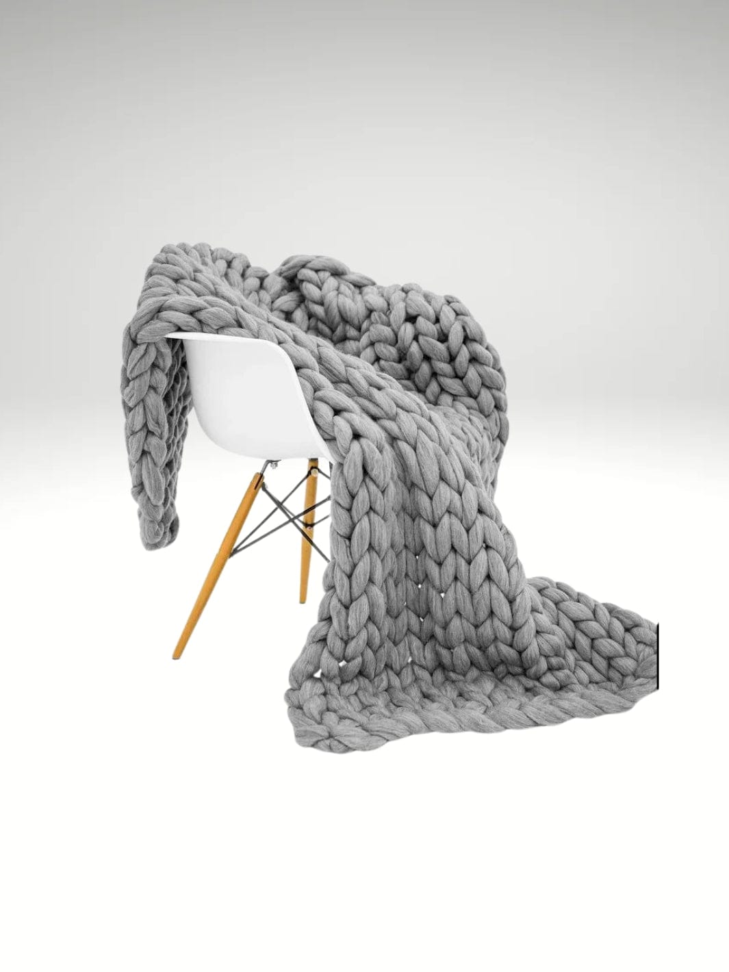 Plaid grosse maille tricot Gris Léger / 120x150cm