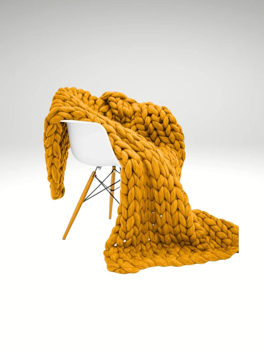 Plaid grosse maille tricot Jaune / 120x150cm