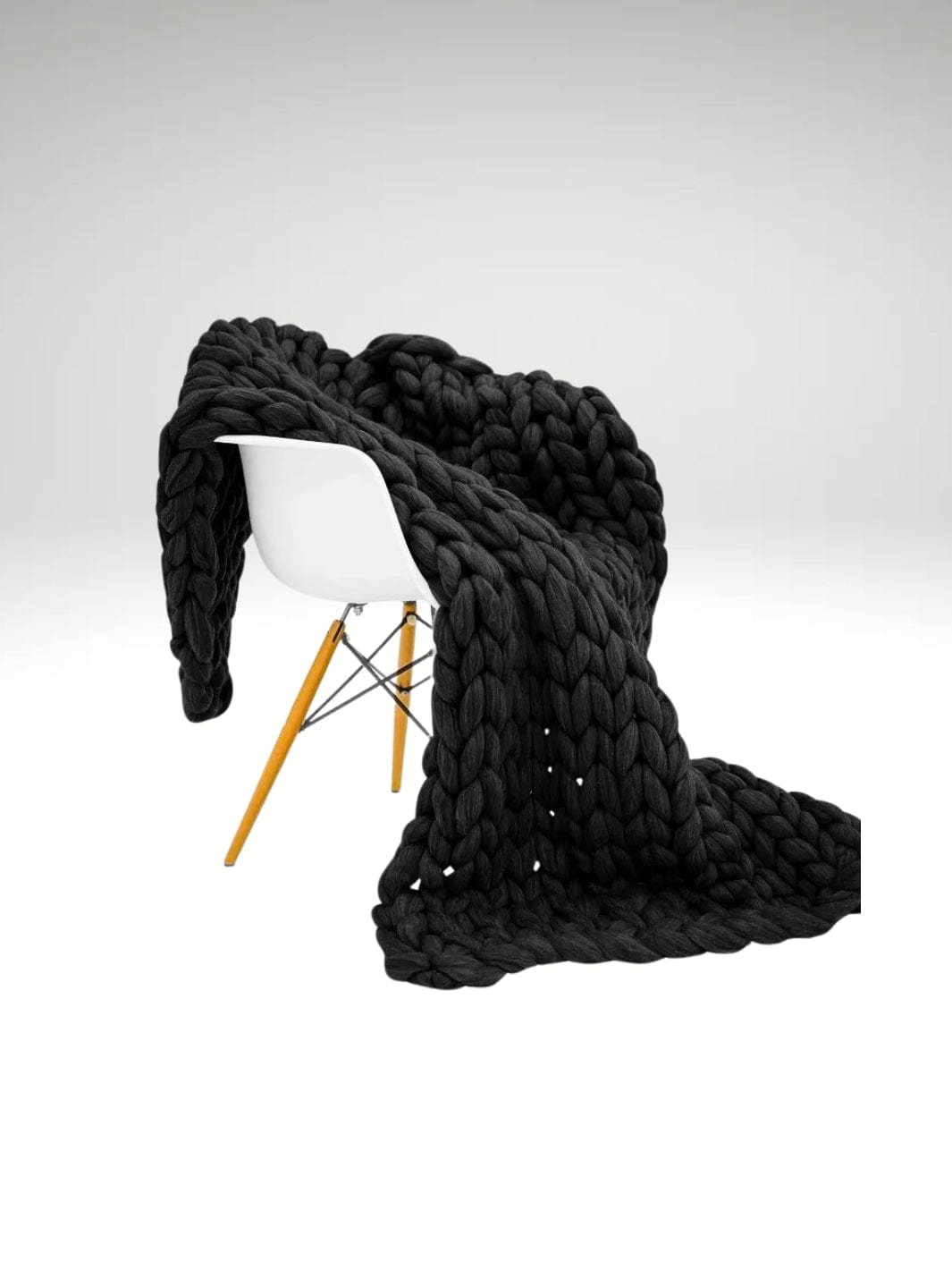 Plaid grosse maille tricot Noir / 120x150cm