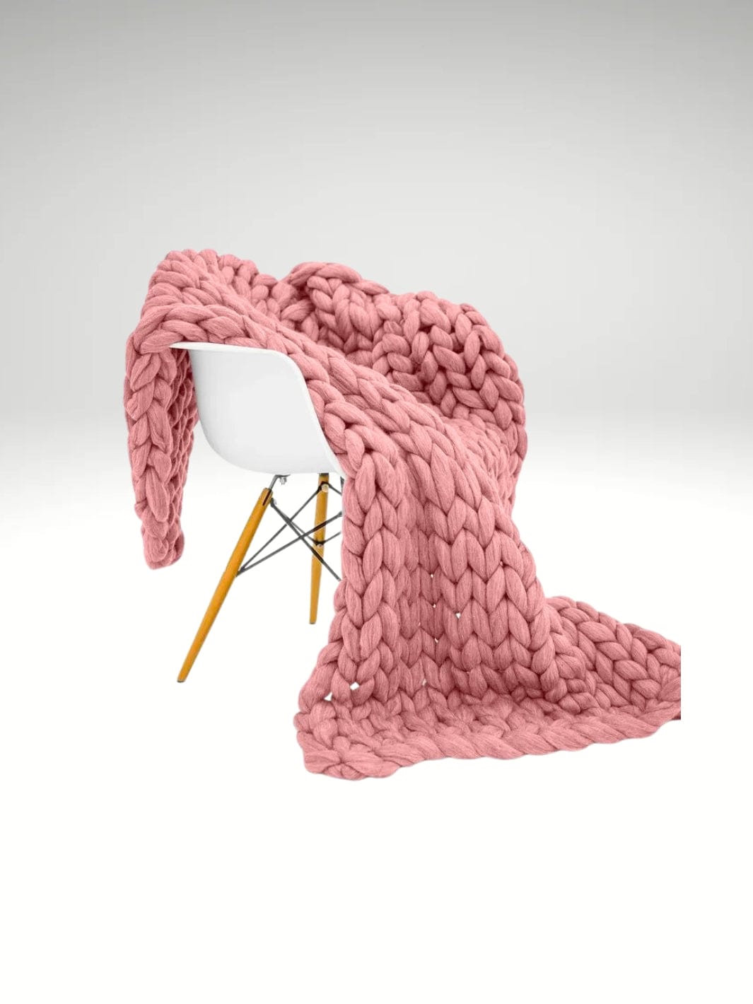 Plaid grosse maille tricot Rose / 120x150cm