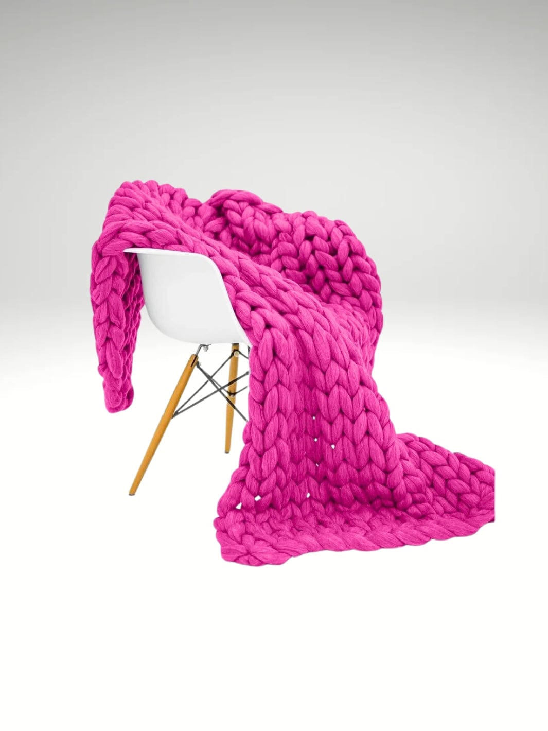 Plaid grosse maille tricot Rose flash / 120x150cm