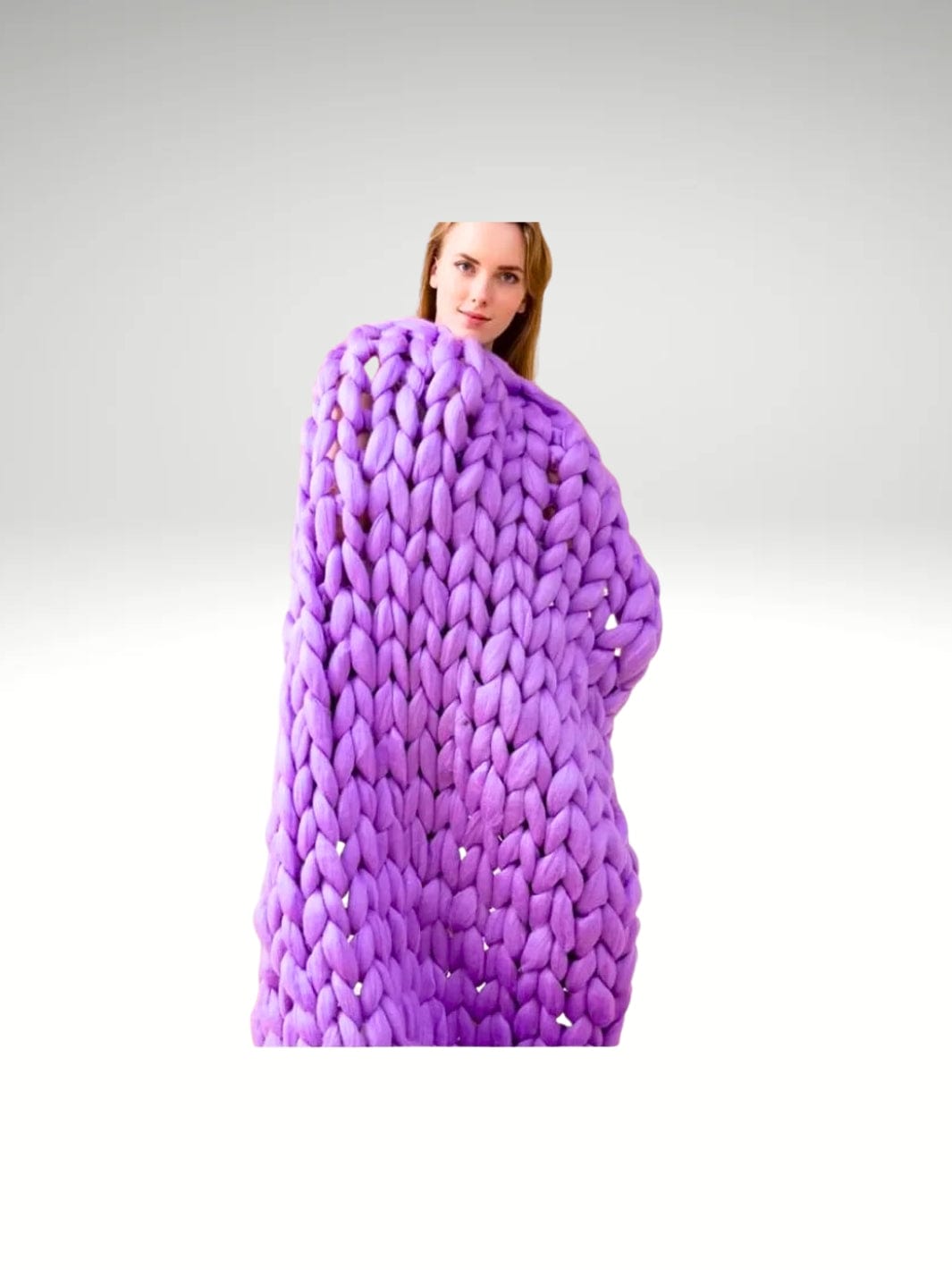 Plaid grosse maille tricot Violet / 120x150cm