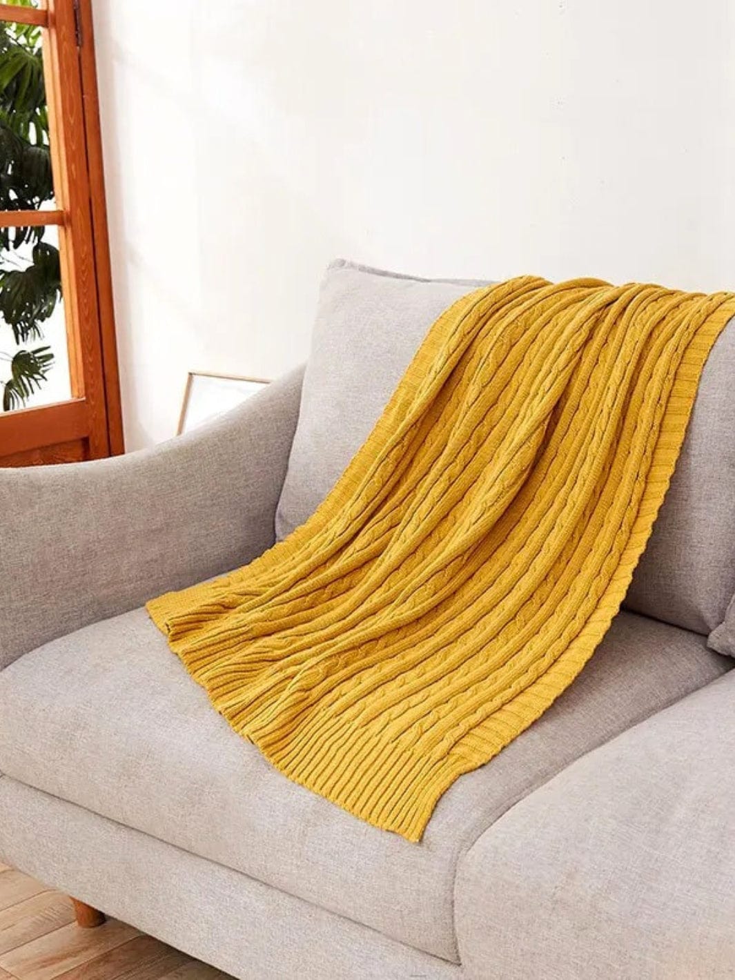 Plaid jaune moutarde