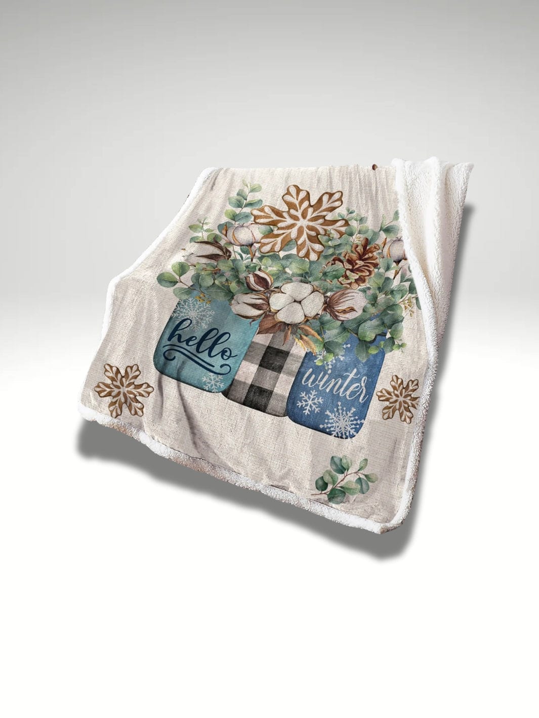 Plaid Noël bleu et blanc Flocons