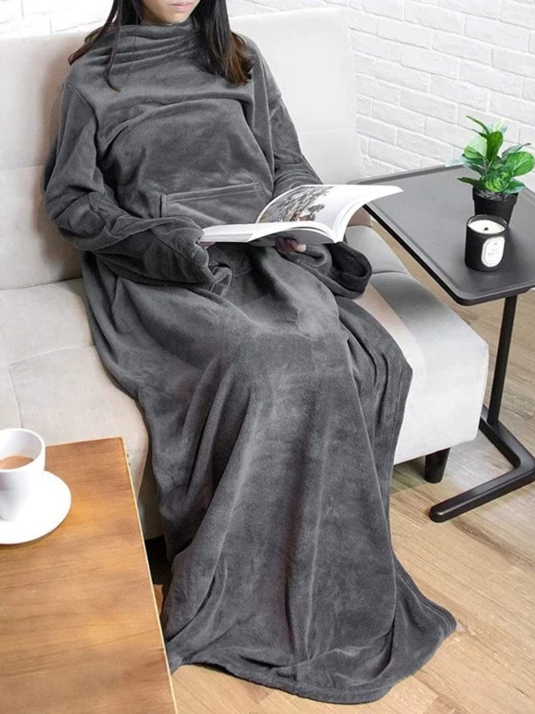 Plaid polaire avec manches Gris