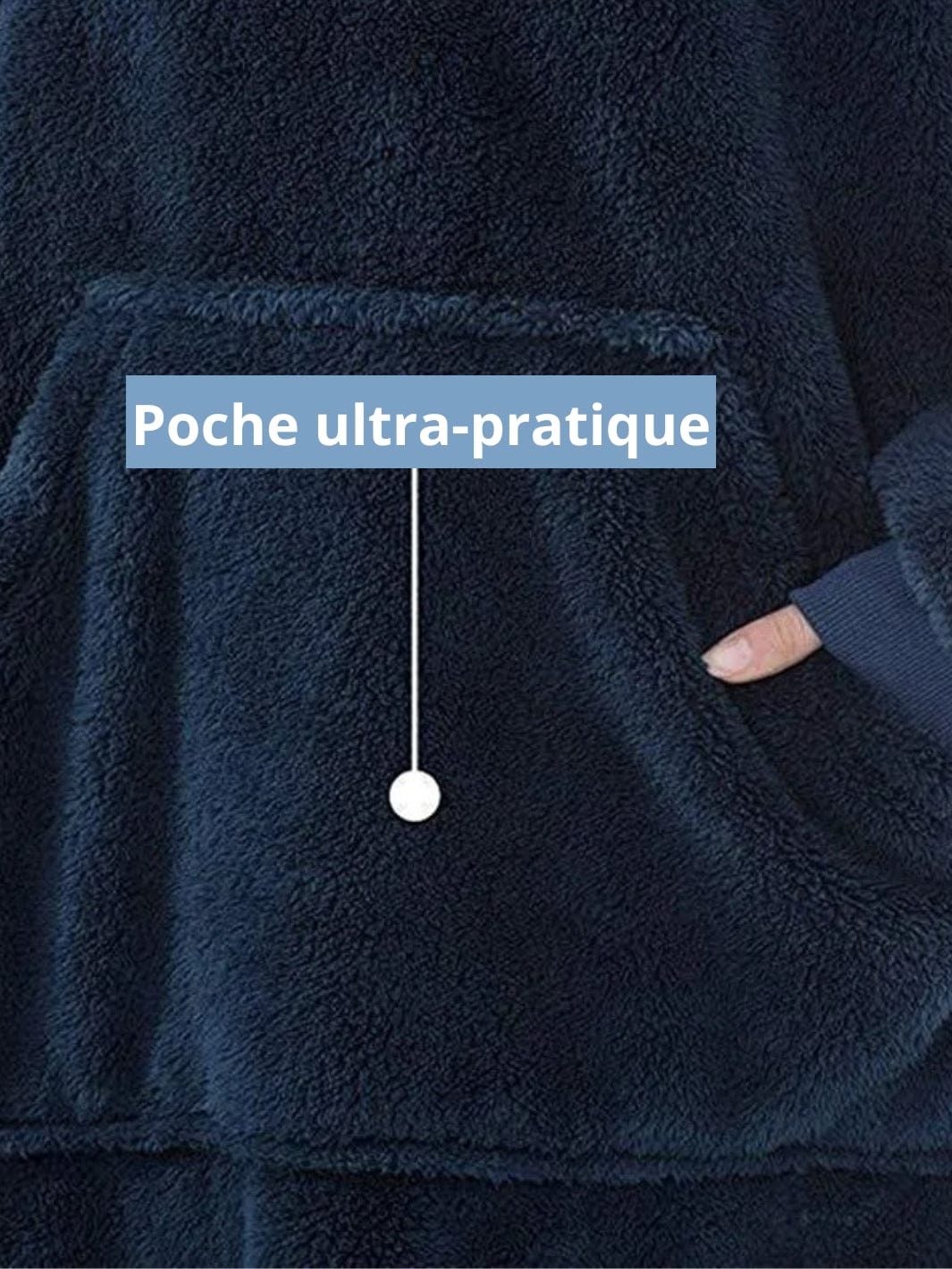 Plaid poncho capuche Bleu marine / Taille unique