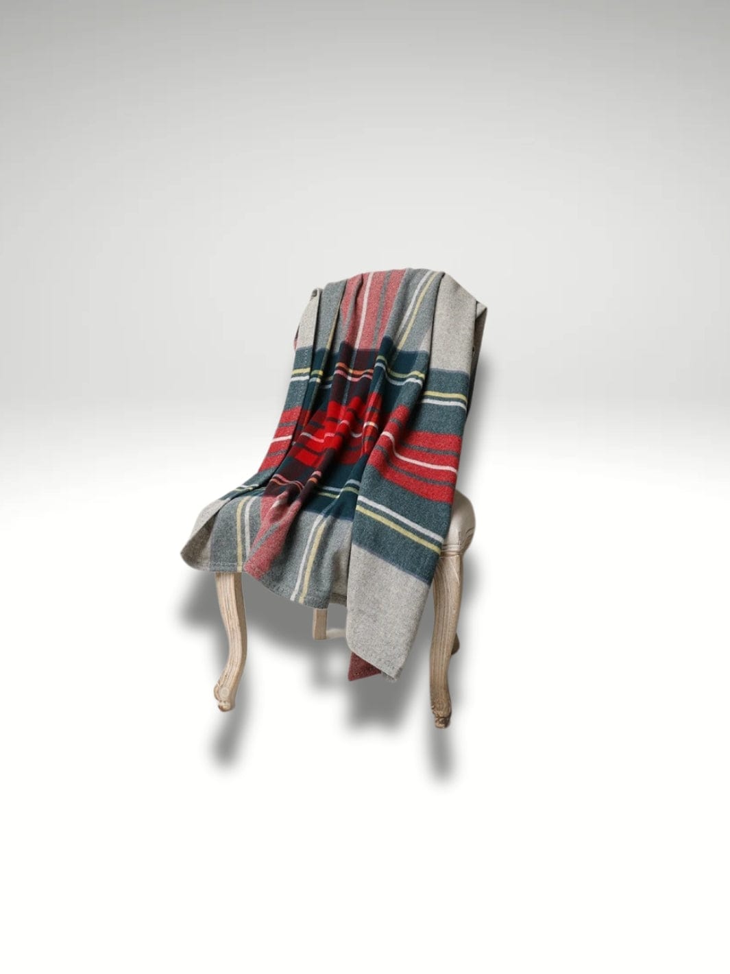 Plaid pure laine Gris et rouge / 135x186cm