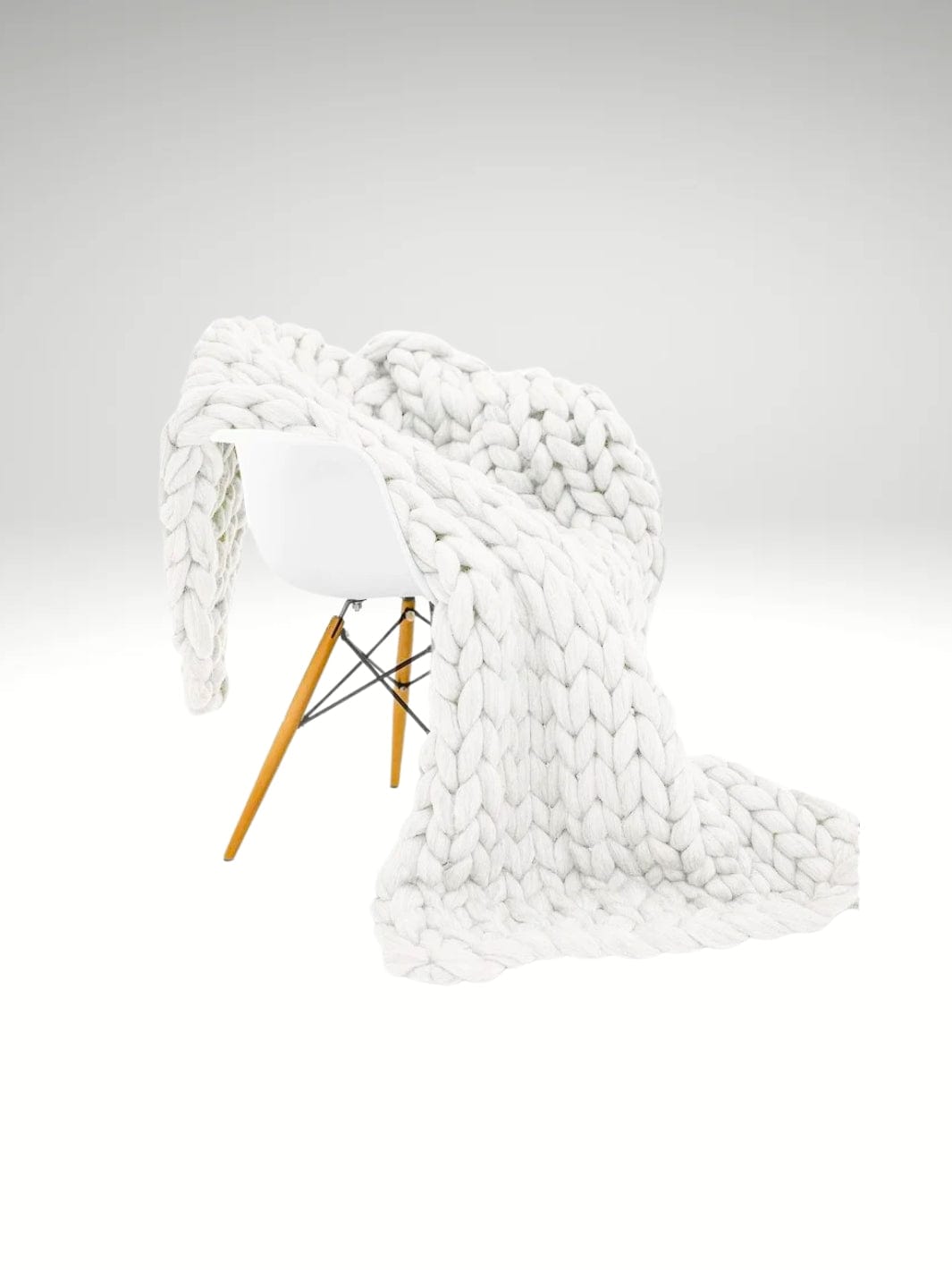 plaid tricot grosse maille blanc