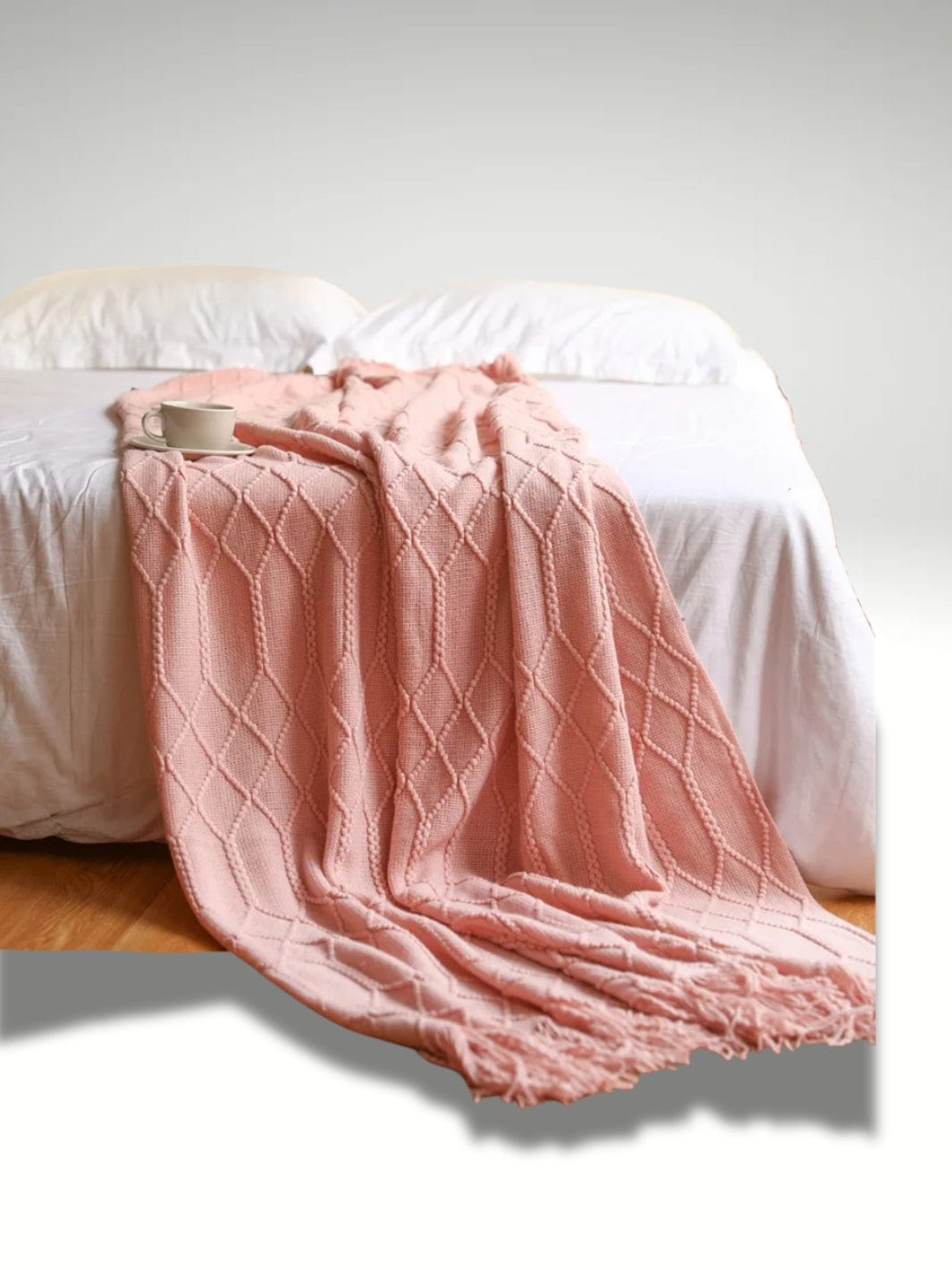 Plaid tricot rose Rose / 127x172cm