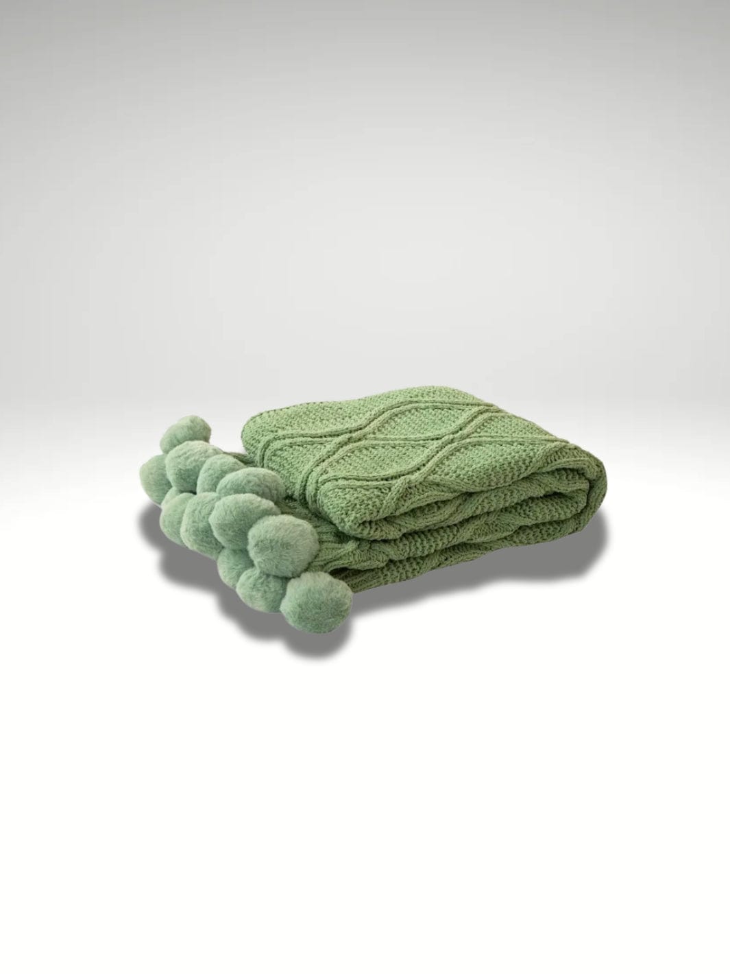 Plaide Enfant | avec Pompoms Vert / 130x170cm