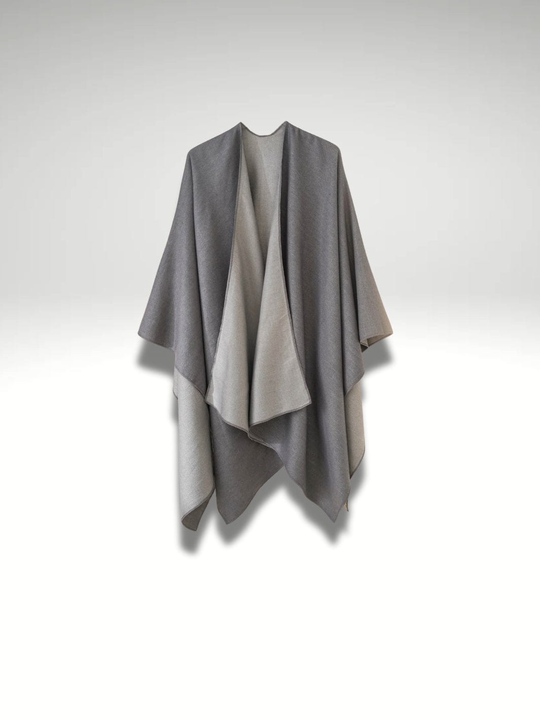 Poncho plaid long | Gris nuance double face Gris nuance