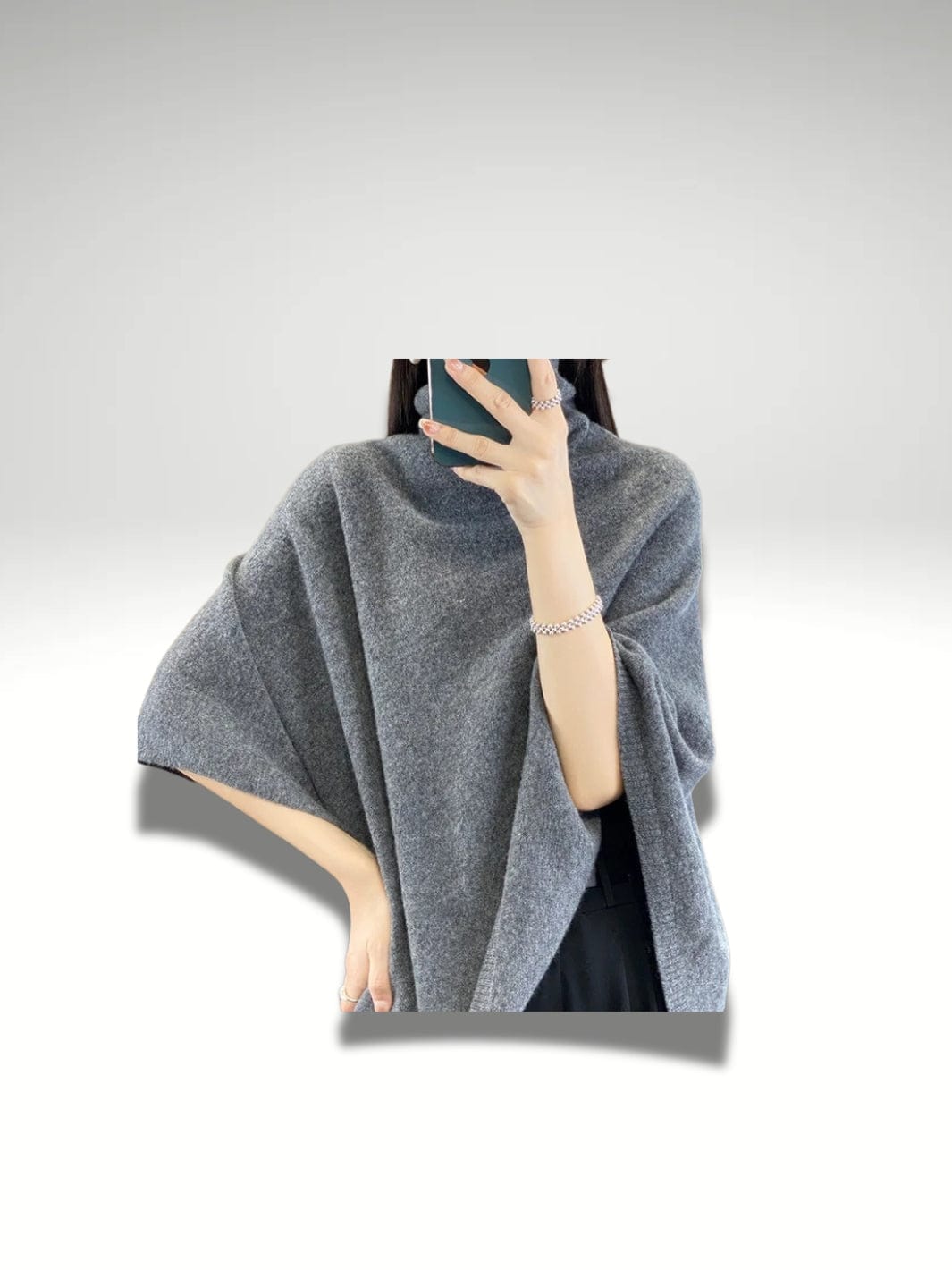 Poncho plaid polaire femme Gris