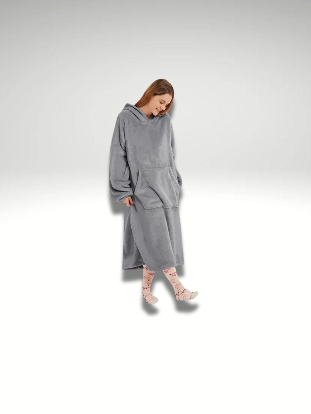 Sweat à capuche polaire femme plaid Gris / Taille unique