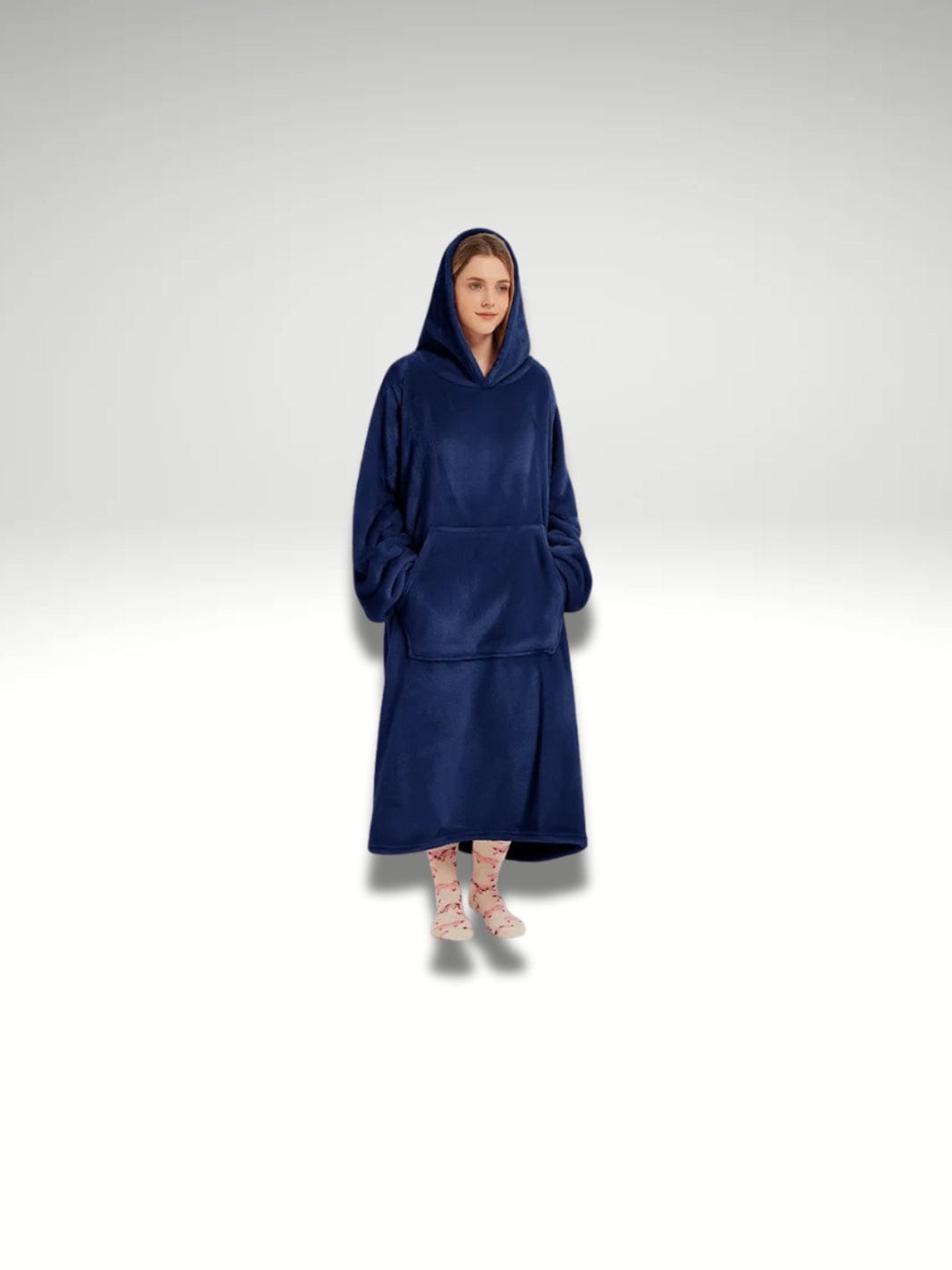 Sweat long plaid femme Bleu marine