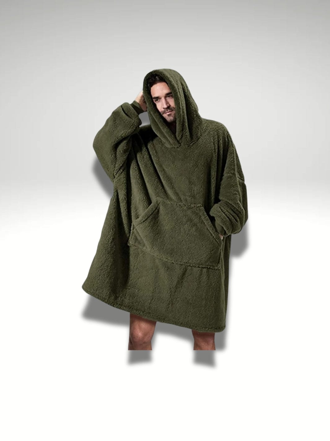Sweat plaid polaire homme Vert kaki / Taille unique
