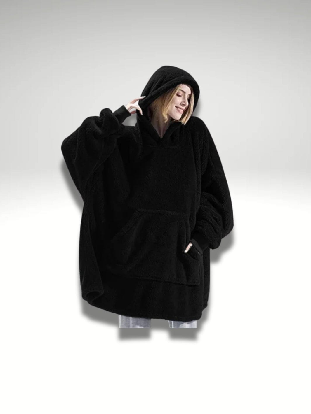 Sweat plaid poncho Noir / Taille unique