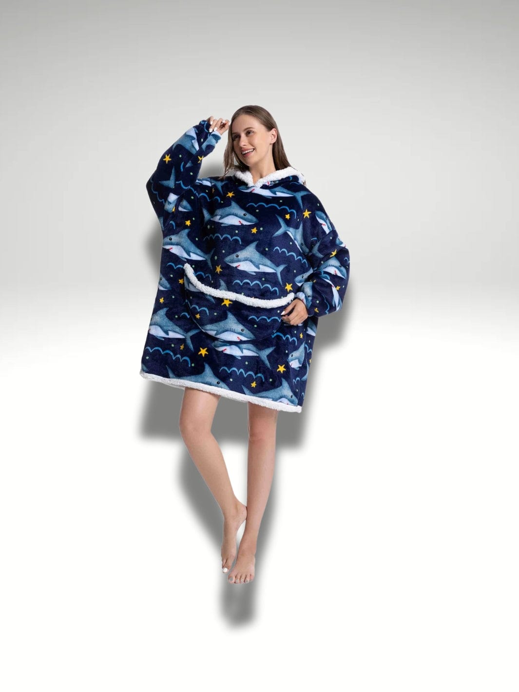 Sweat plaid requin Requin bleu marine