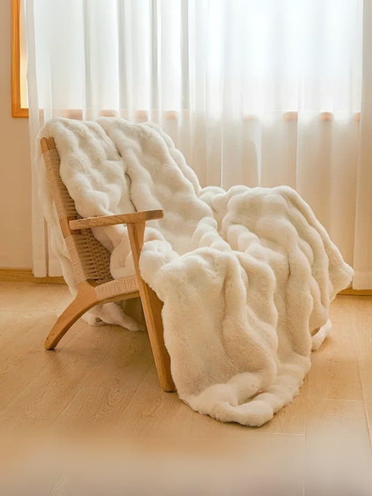 jeté de lit fausse fourrure blanc